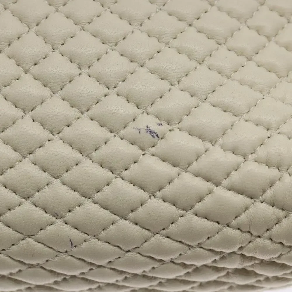 Bally Leather Handbag White Gold Cream